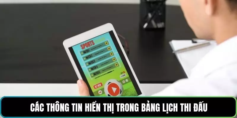 Các thông tin hiển thị trong bảng lịch thi đấu