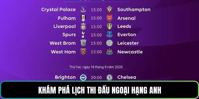 Khám phá lịch thi đấu Ngoại hạng Anh